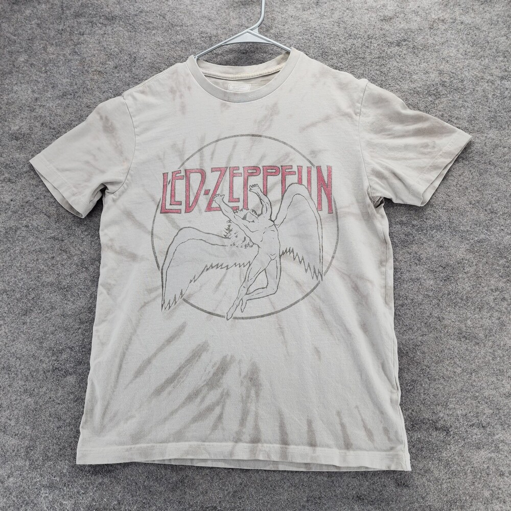 Led Zepplin Shirt Mens XS Short Sleeve Gray Tie Dye Tailgate Angel